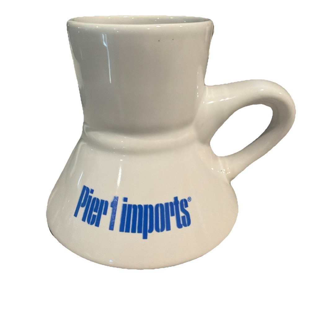 Vtg Pier 1 One Imports Ceramic Wide Bottom Travel Mug No Spill Non-Slip 10 Oz